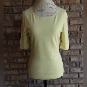 Lafayette 148 New York Soft Yellow Knit TopSize Medium.